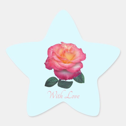 Autocollant rose rose avec amour (Devant)