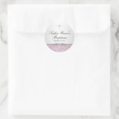 Autocollant rose rose et baptême croisé (Sac)