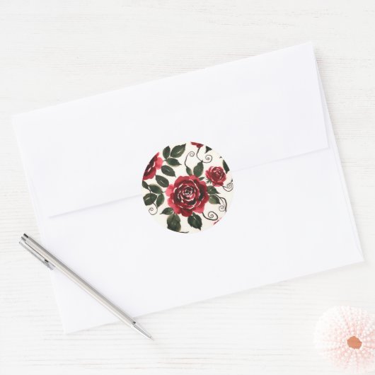 Autocollant Rose Rouge Foncé (Enveloppe)