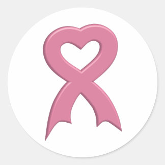 Autocollant rose-ruban-coeur-3D