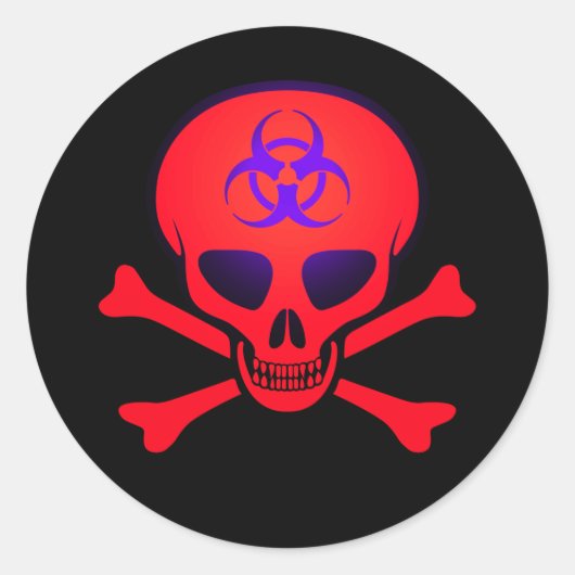 Autocollant rouge à crâne et à os croisés (Devant)