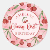 Autocollant rouge cerise d'anniversaire (Devant)