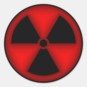 Autocollant rouge de symbole de rayonnement