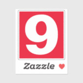 Autocollant rouge et blanc numéro neuf (Feuille)