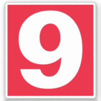 Autocollant rouge et blanc numéro neuf