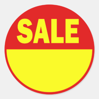 Autocollant rouge et jaune de vente au détail