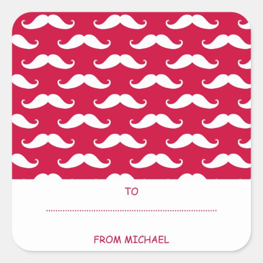 Autocollant rouge Mustache Valentine (Devant)