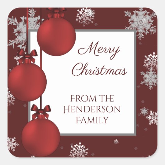 Autocollant rouge ornementale de Noël (Devant)