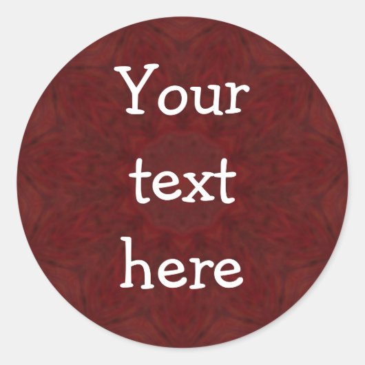 Autocollant rouge rond personnalisable "Your Text  (Devant)