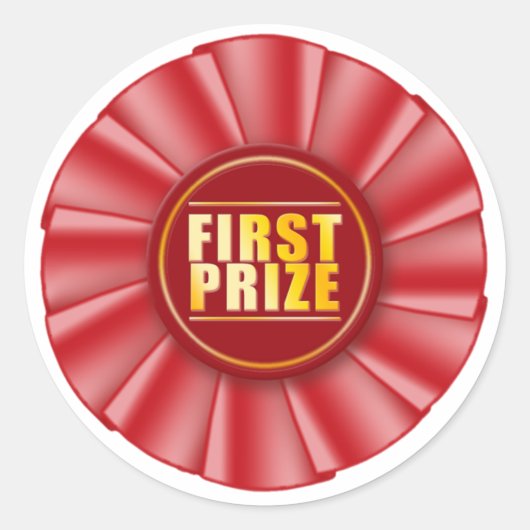 autocollant rouge rosette premier prix (Devant)