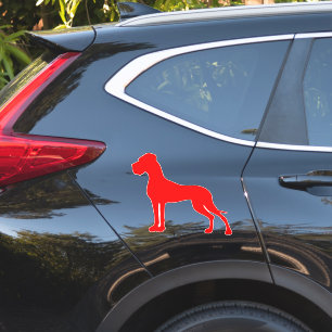 Autocollant rouge silhouette Dogue Allemand Autoco