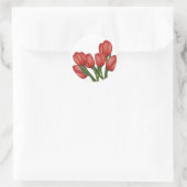 Autocollant rouge Tulips rond (Sac)