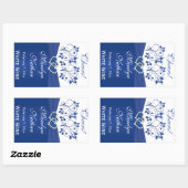 Autocollant Royal Blue and White Floral Mariage Bo (Feuille)