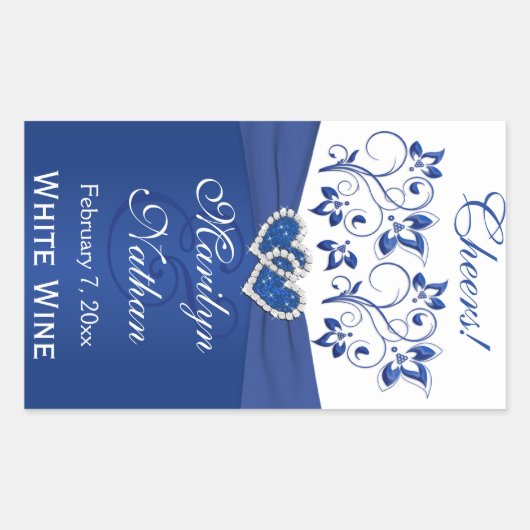 Autocollant Royal Blue and White Floral Mariage Bo (Devant)