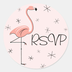 Autocollant RSVP rose Flamant rose