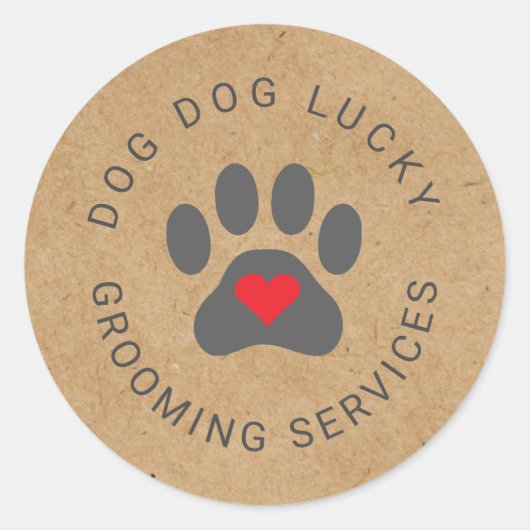 Autocollant rustique avec kraft de patte cardiaque (Devant)