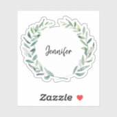 Autocollant rustique feuille monogramme nom coupe (Feuille)