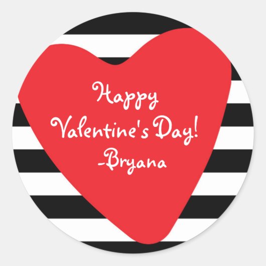 Autocollant Saint-Valentin Cœur Rouge Noir et Blan (Devant)