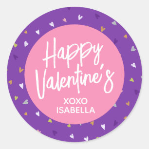 Autocollant Saint-Valentin Rose Violet Joyeux