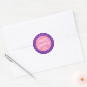 Autocollant Saint-Valentin Rose Violet Joyeux (Enveloppe)