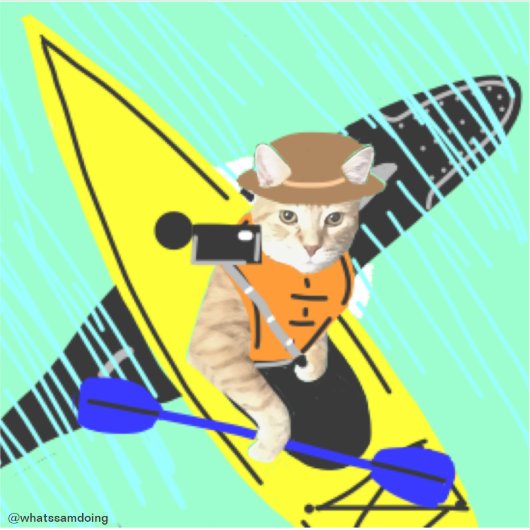 Autocollant Sam Le Chat Selfie Kayak (Devant)