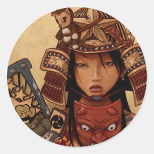 Autocollant samouraï de fille de diable