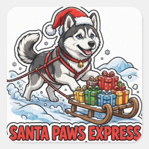 Autocollant Santa Paws Express — Traîneau Chapeau