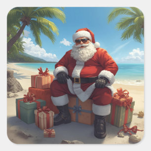 Autocollant Santa tropical – Noël sur la plage