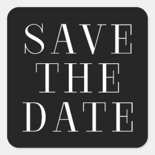 Autocollant SAVE THE DATE de type moderne noir et