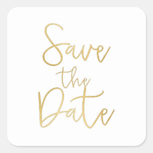 Autocollant SAVE THE DATE écriture blanche et or
