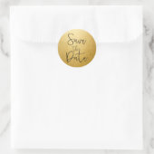 Autocollant SAVE THE DATE écriture noire avec feui (Sac)