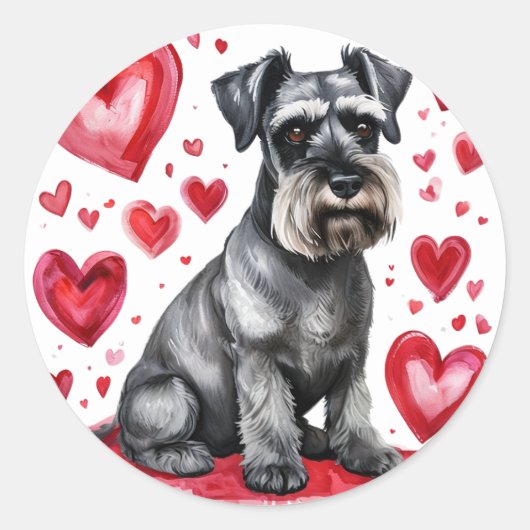 Autocollant Schnauzer & Cœurs (Devant)