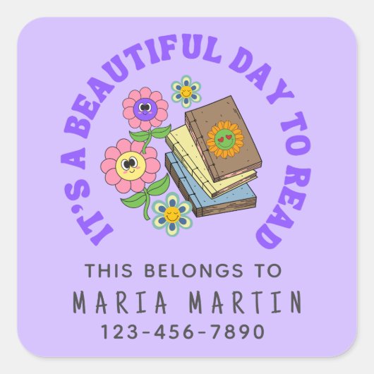 Autocollant scolaire Lecture Nom Appartient à Télé (Devant)