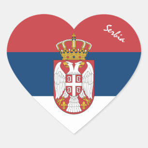 Autocollant Serbie, Cœur, Drapeau Serbe Patriotiqu