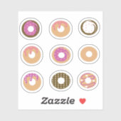 Autocollant Set Coeurs Donuts (Feuille)