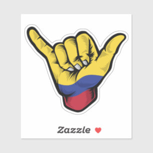 Autocollant Shaka Hand Drapeau Colombie Good Vibes