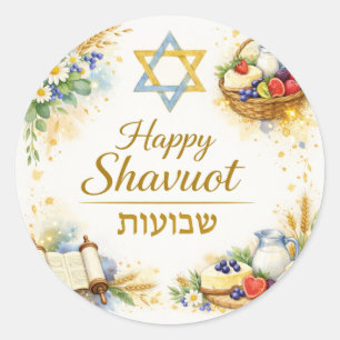 Autocollant Shavuot Joyeux, Étoile de David, Laite
