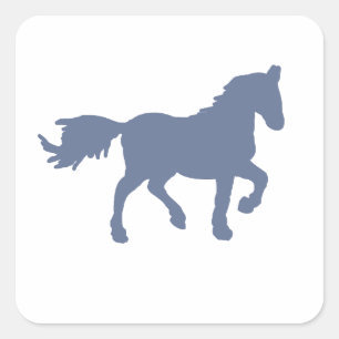 Autocollant silhouette de cheval bleu clair