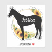 Autocollant silhouette de cheval de nom personnali (Feuille)