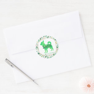 Autocollant silhouette de chihuahua vert pastel pe
