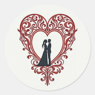 Autocollant Silhouette de Cœur d'Amour