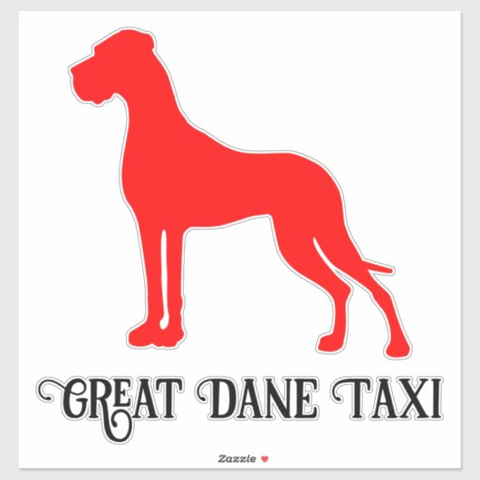 Autocollant silhouette Dogue Allemand debout rouge (Feuille)