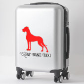 Autocollant silhouette Dogue Allemand debout rouge (Sur valise)