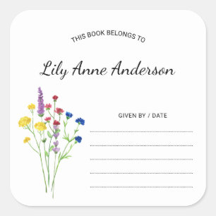 Autocollant simple Baby shower Fleur sauvage