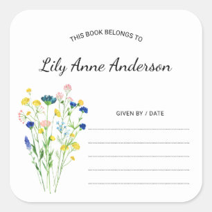 Autocollant simple Baby shower Fleur sauvage