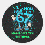 Autocollant Six Seven Pixel Meme 7e anniversaire (Devant)