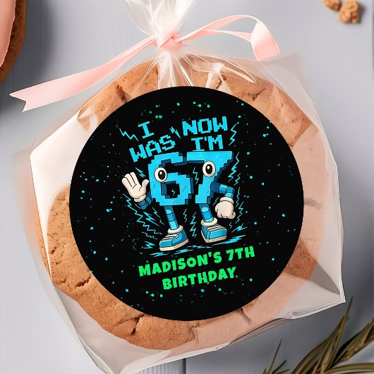Autocollant Six Seven Pixel Meme 7e anniversaire