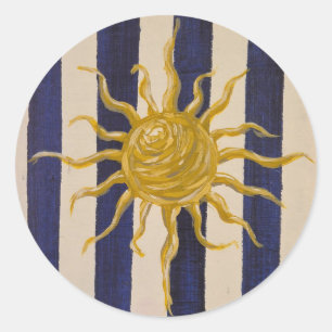 Autocollant Soleil Dessiné à la Main avec Rayures