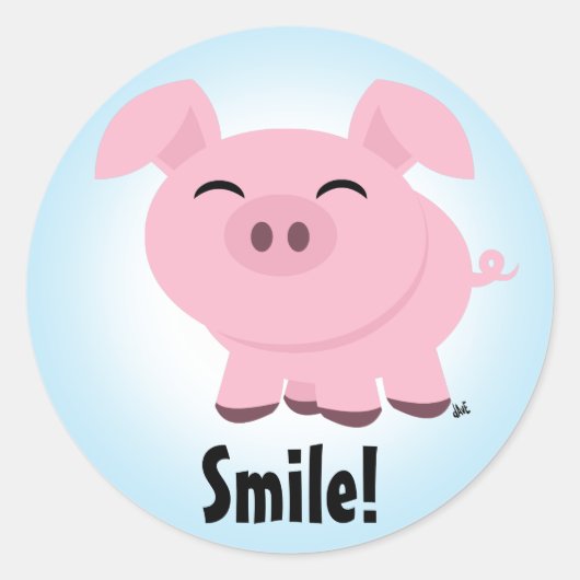 Autocollant souriant de porc mignon (Devant)