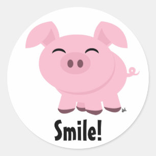 Autocollant souriant de porc mignon